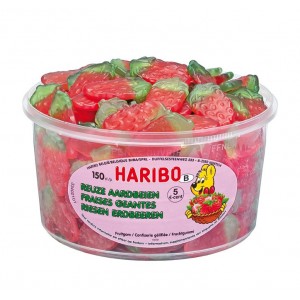 Aardbeien 150 st. Tubo (1,35kg) Haribo Veggie